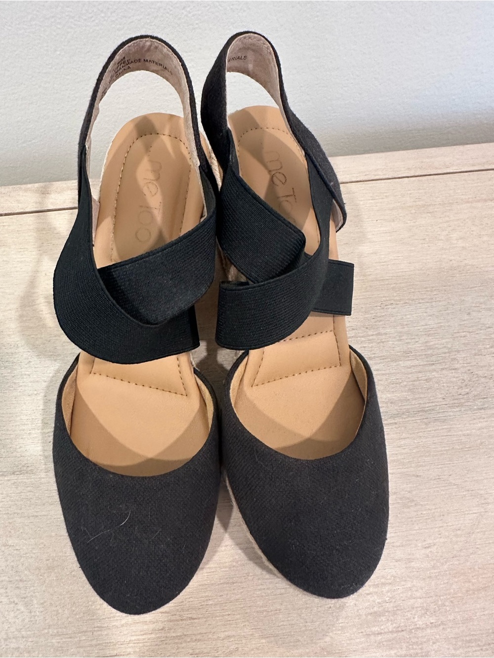 Me Too Black Slingback with Elastic Crossover Straps
